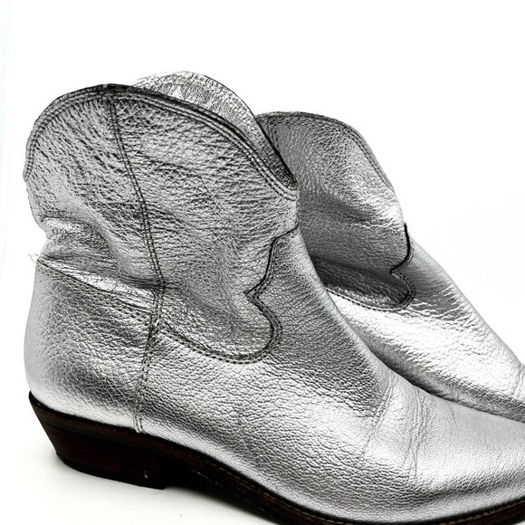 Nicole Leather Metallic Silver Boots - Picture 4 of 6